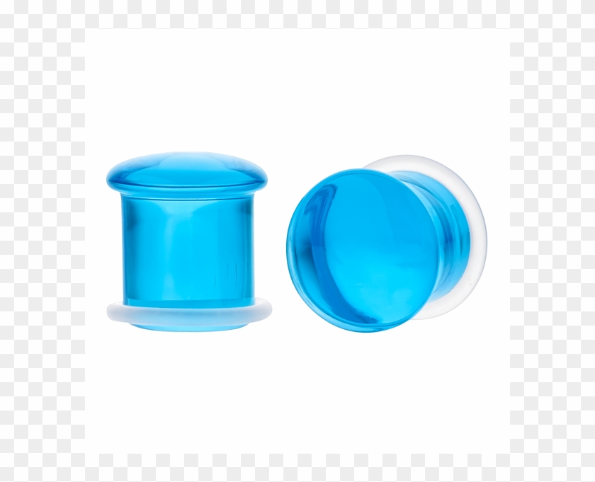 Gorilla Glass Ocean Blue Solid Color Glass Plugs - Lid #1014998