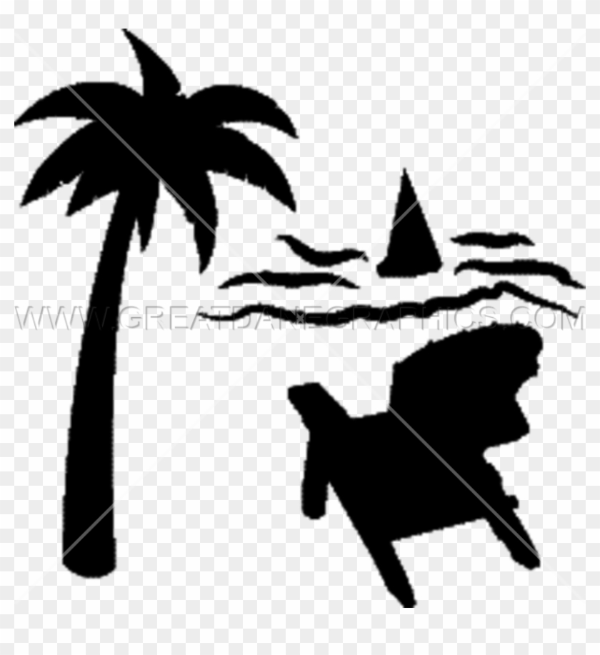 Palm Tree Clipart Black And White For Kids - Palmier Coucher De Soleil #1017823
