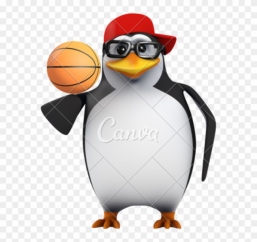 3d Funny Cartoon Penguin In A Baseball Cap Balancing - Baseball #1018078