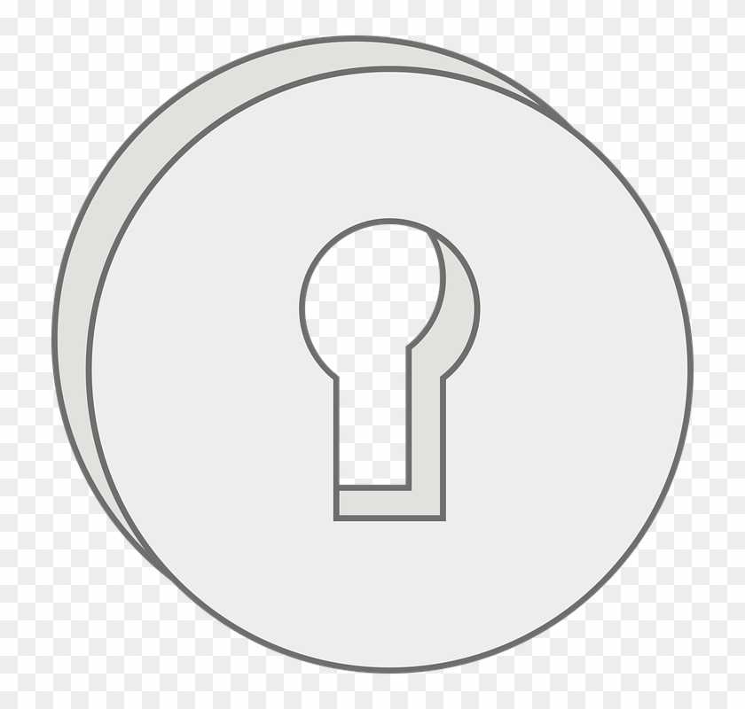 Door Handle With Solid Metal Lock And Key-hole - Key Hole Clip Art #1021611