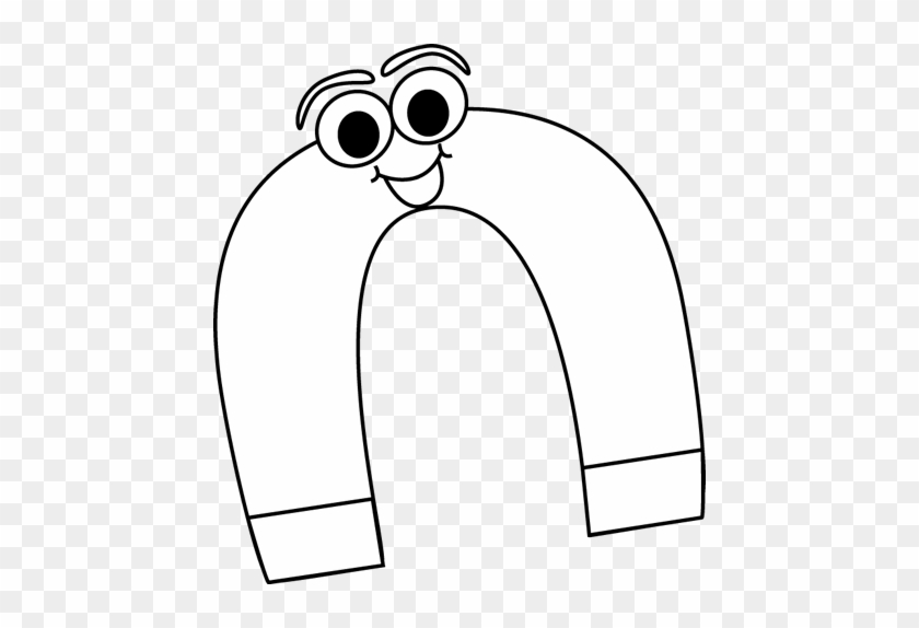 Black And White Cartoon Horseshoe Magnet - Magnets Black And White #1022534