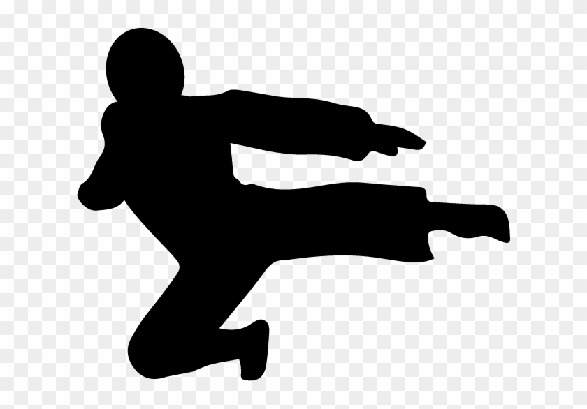 Flying Kicking Ninja Silhouette Small Acorn - Ninja Flying Kick Png #1022679