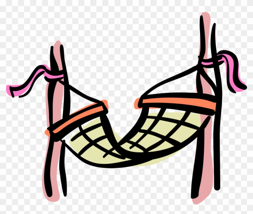 Vector Illustration Of Suspended Hammock Sling Used - Hängematte Clipart Schwarz Weiß #1023921
