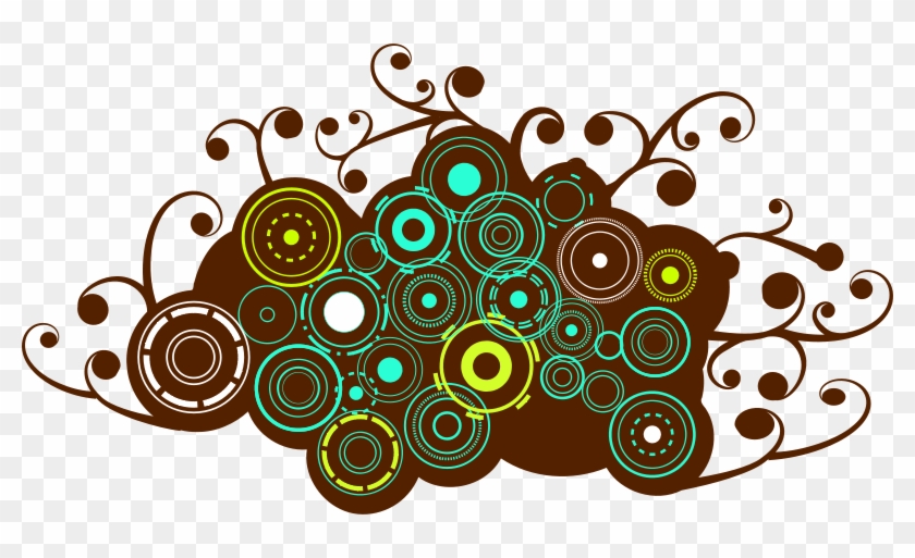 Free Browncircles Free Blots Free Splash - Retro Brown Circles Sticker (rectangle) #1024053