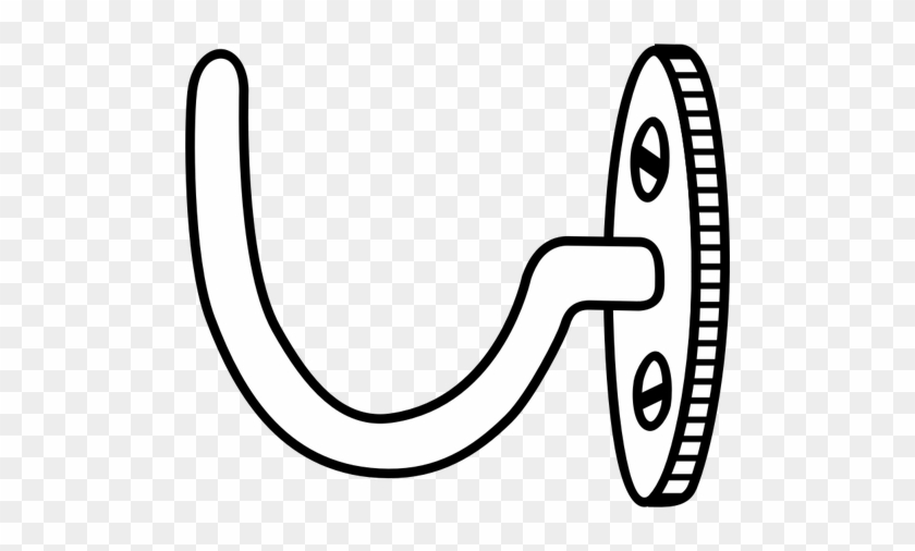 Vector Graphics Of Coat Hook Outline Public Domain - Coat Hook Black And White #1025986
