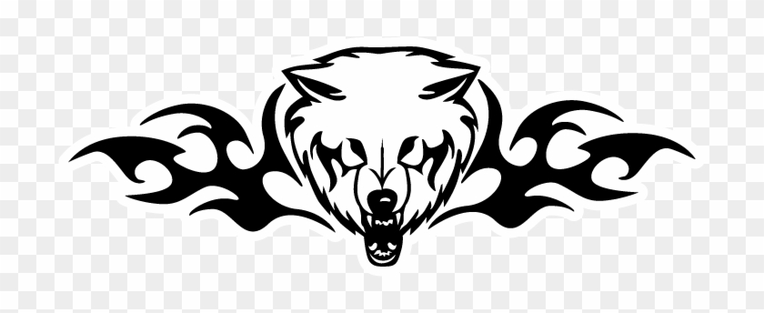 Tribal Wolf Head Snarl - Vinyl Decal Sticker - 17" #181007