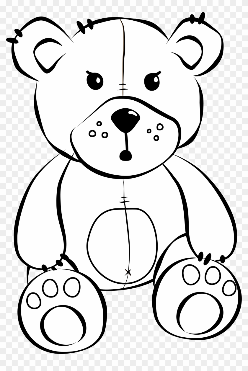 Teddy Bear Black And White White Bear Cartoon Free - Teddy Bear Clipart Black And White #181286