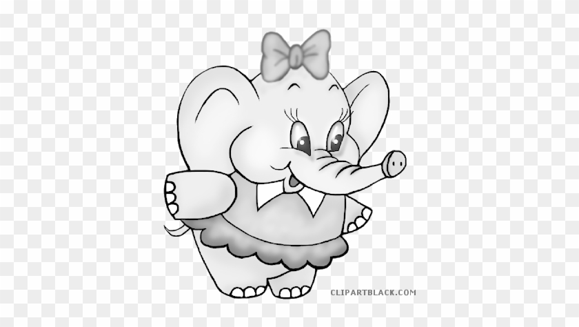 Baby Elephant Animal Free Black White Clipart Images - Clip Art #181805