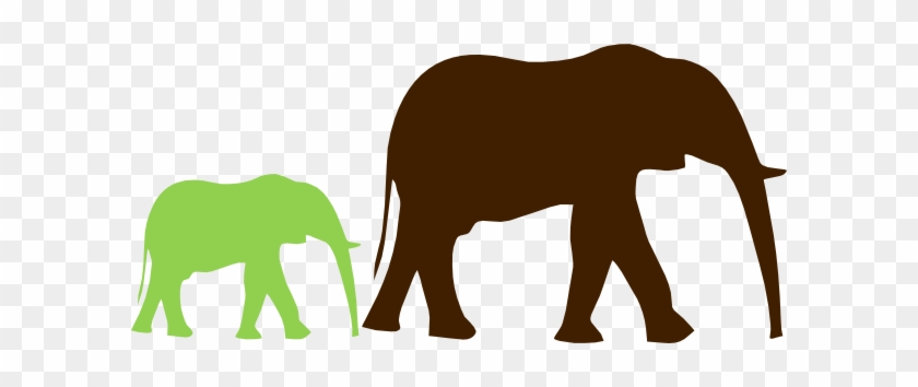 Mom And Baby Elephant Clip Art At Clker - Elephant Clipart Black And White #181954