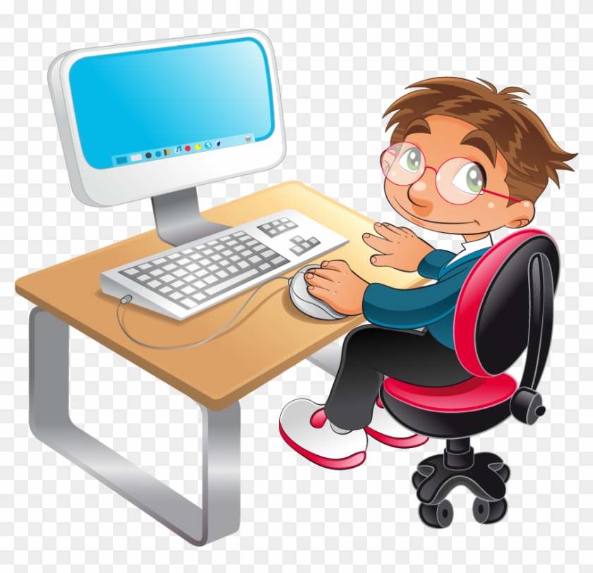 Macintosh Laptop Computer Clip Art - Cartoon Computer With Student #1030628