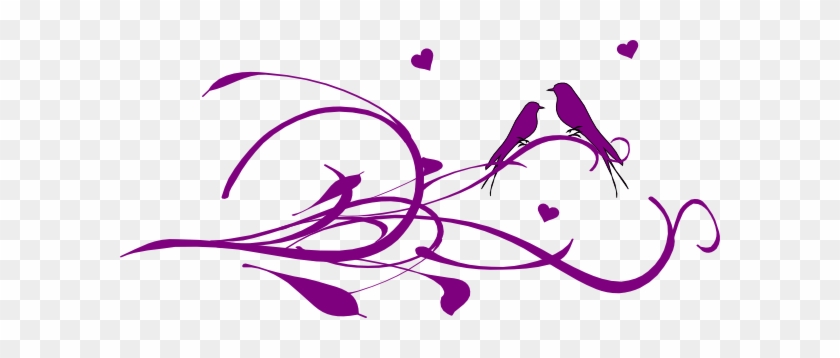 Love Birds On A Branch Svg Clip Arts 600 X 278 Px - Flowers And Birds Heart Wall Art Sticker Decal, Black, #1030748