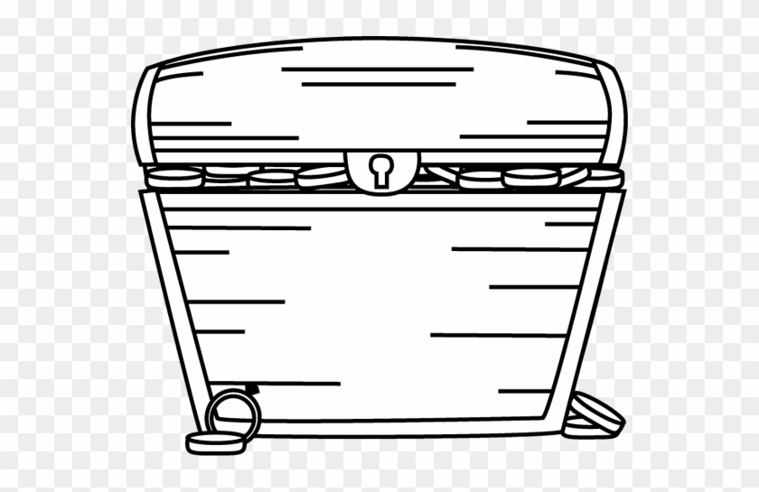 Black And White Treasure Chest Filled With Treasure - Treasure Chest Clipart Black And White #1032192