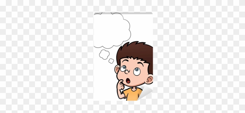 Vector Illustration Of Cartoon Boy Thinking With White - Cartoon Child Thinking #1033097
