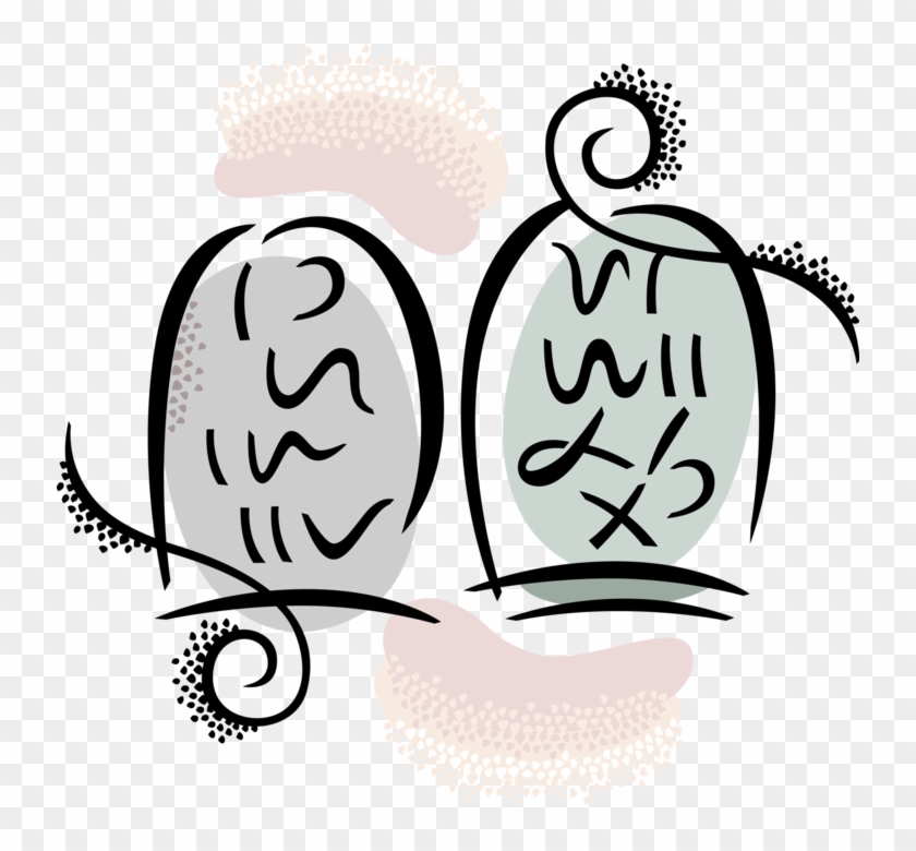 Vector Illustration Of Ten Commandments Decalogue Tablets - Clip Art #1033469