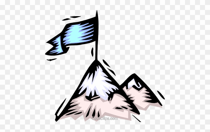 Mountain Peak Vector - Flag On Top Of Mountain #1034588