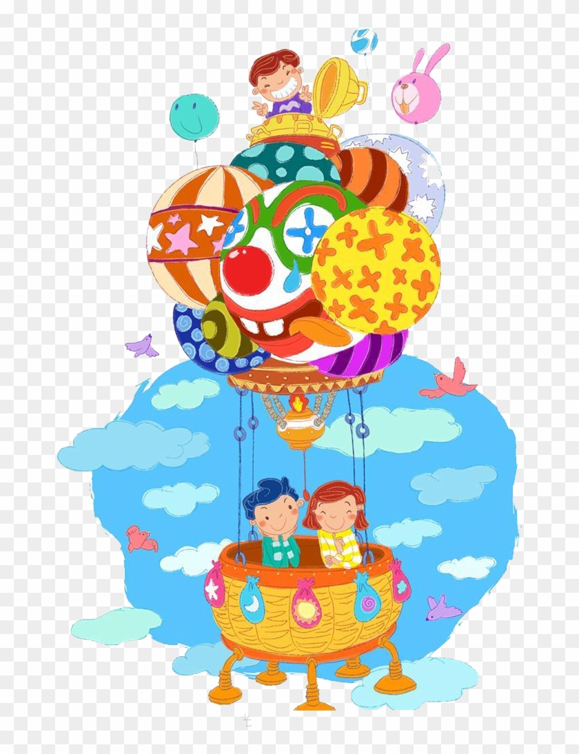 Cartoon Balloon Child Illustration - 熱 氣球 卡通 #1035478