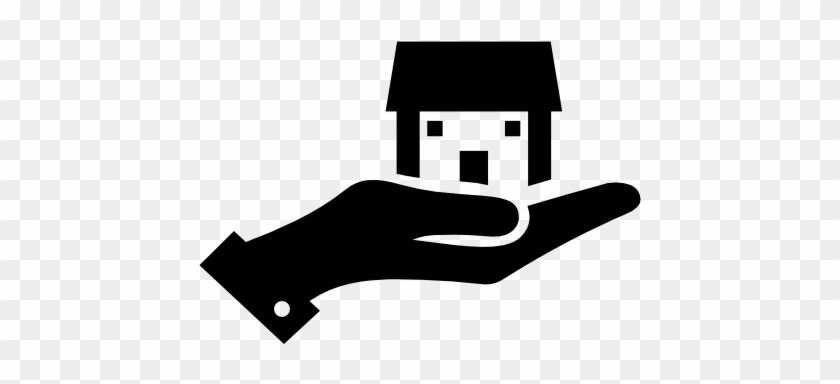 One Hand Holding Up House Icon - House In Hand Vector #1038777