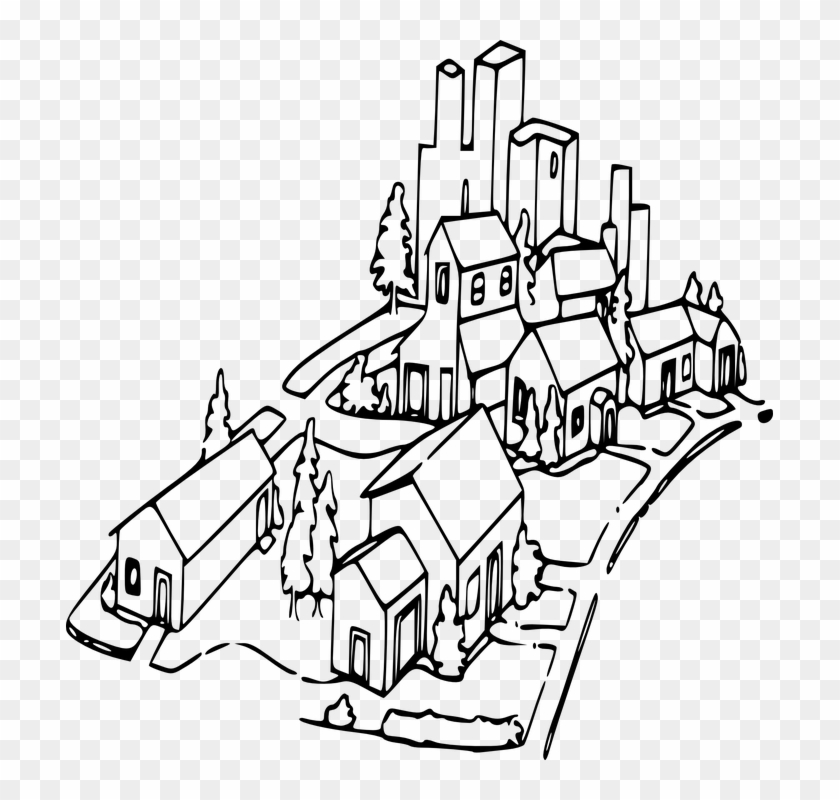 Town Clipart Community - Neighborhood Clipart Black And White #1040881