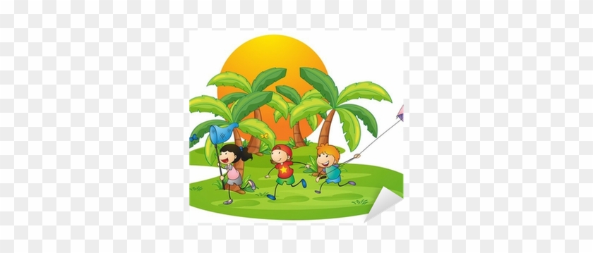 Vinilo Pixerstick Niños Jugando En La Isla Cerca De - Isla Clipart #1045011
