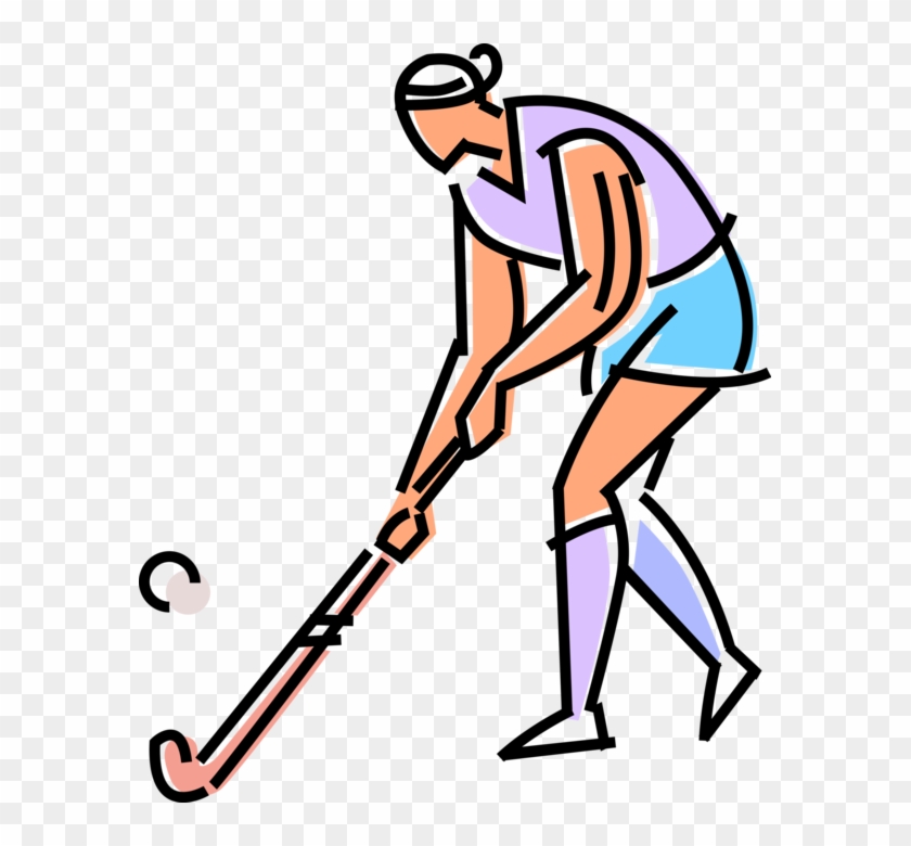 Vector Illustration Of Team Sport Of Field Hockey Player - Clip Art #1046469