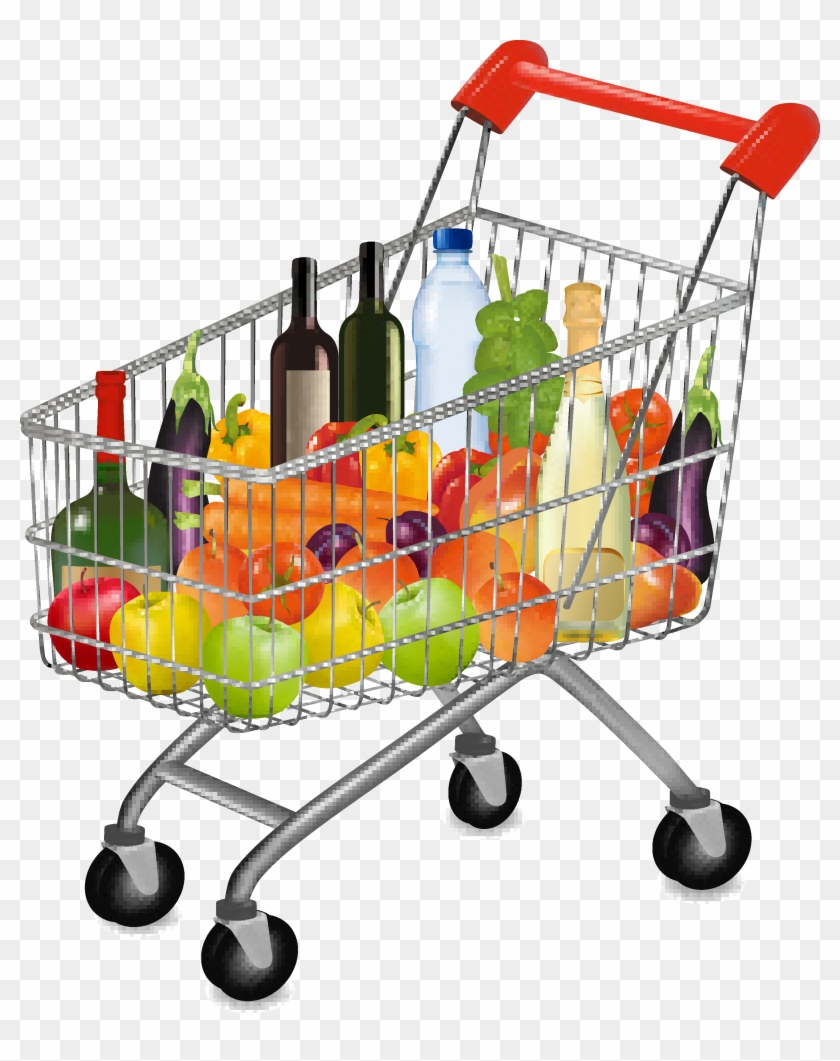 Shopping Cart Grocery Store Business Clip Art - Carrinho De Compras Cheio Png #1048152