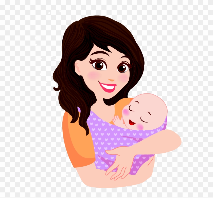 Mother Infant Cartoon Child - Mother With Baby Clipart #1049106
