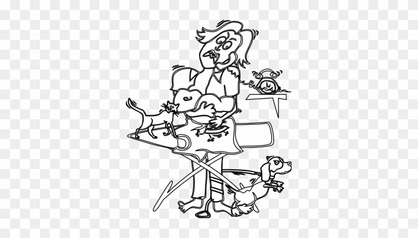 Busy Mom Black White Line Art 90 - Busy Pictures Black And White #1049246