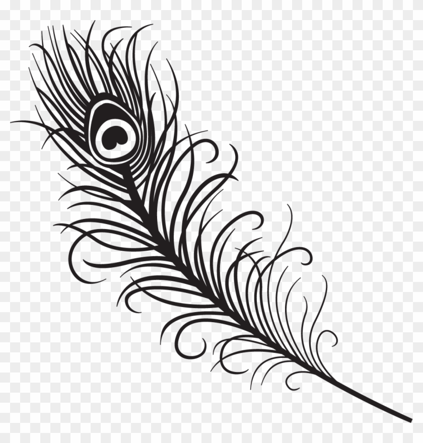 Peacock Feather Clipart Black And White - Peacock Feather Clip Art Black And White #1049680