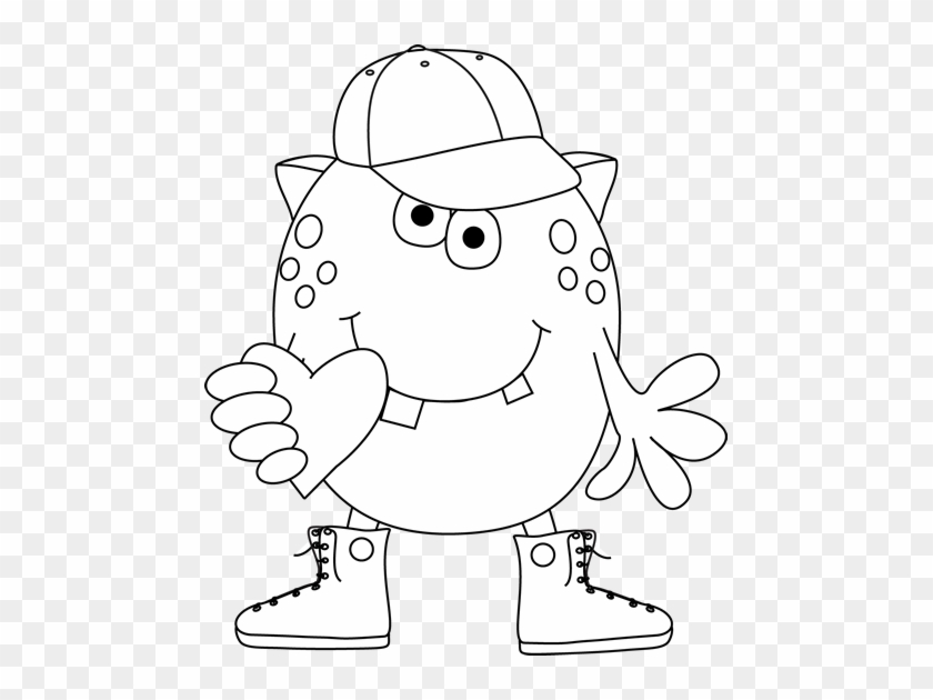 Monster Clipart Heart - Monster Valentines Clip Art Black And White #1054044
