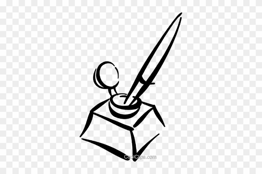 Fountain Pen In An Inkwell Royalty Free Vector Clip - Tintenfass Clipart #1060421