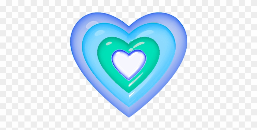 Coeur Nuances De Bleu, Turquoise, Centre Blanc Bordé - Heart #1060793