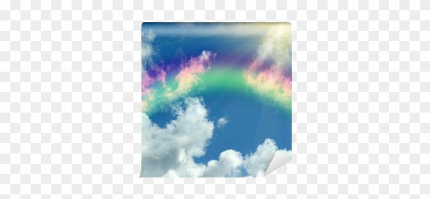 Rainbow In Clouds And In Blue Sky Wall Mural • Pixers® - Sky #1061811