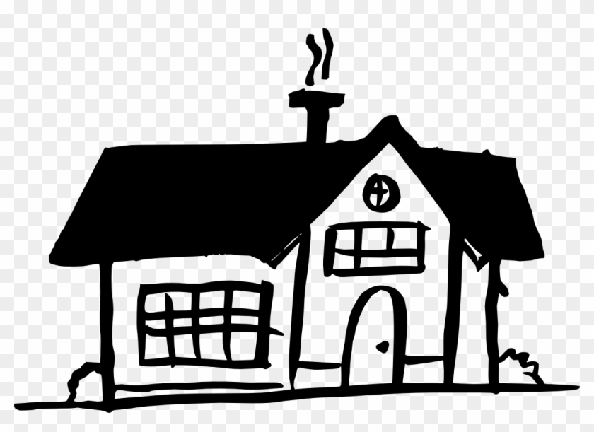 Drawn House Cartoon Flower - Black And White Drawing Of A Houses #1063096
