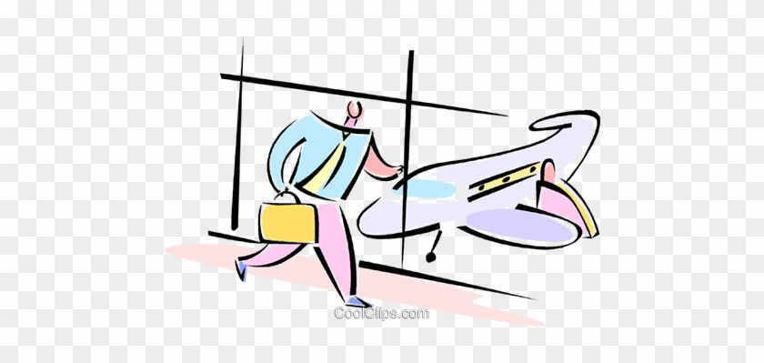 Businessman Running To Catch A Plane Royalty Free Vector - Businessman Running To Catch A Plane Royalty Free Vector #1063225