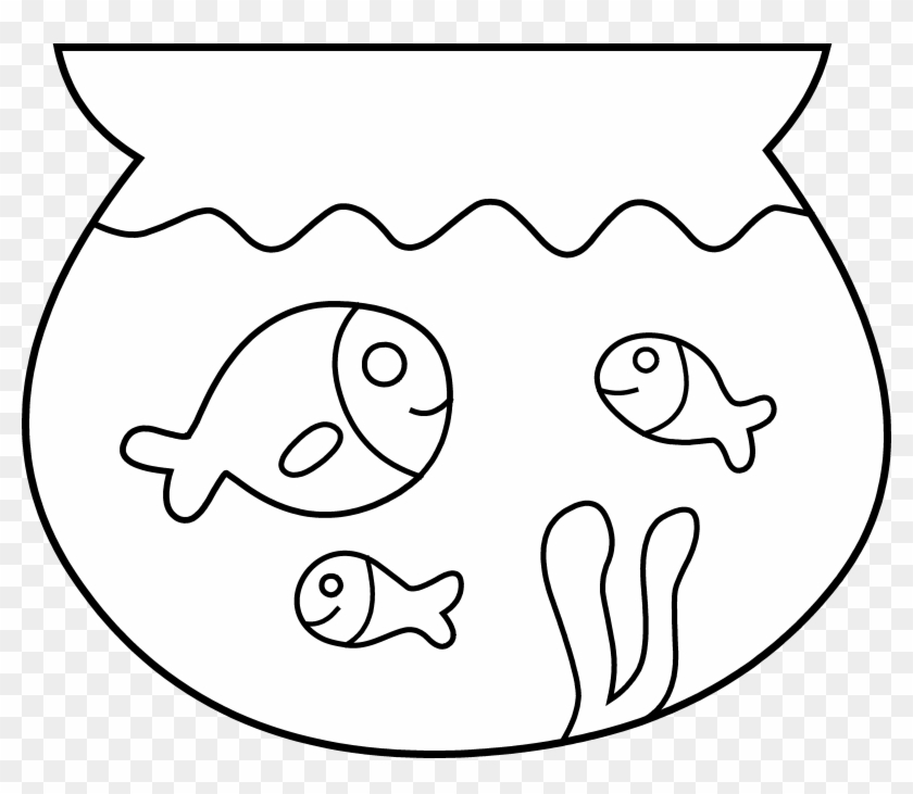Fishing Clipart Black And White - Clip Art Black And White Fish In Bowl #1063759