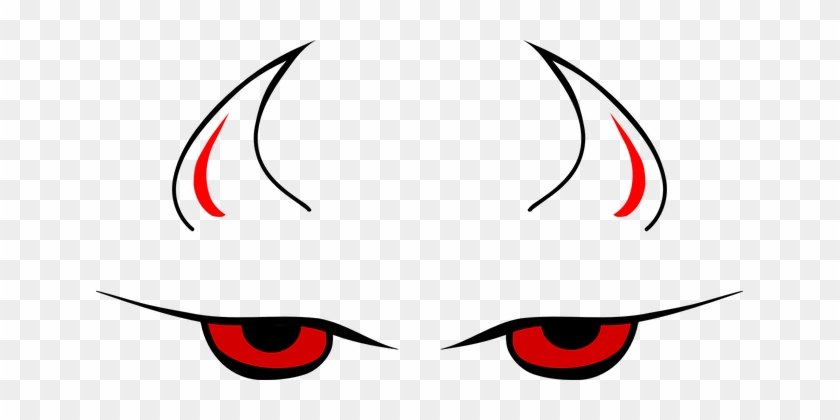 Devil Demon Horns Red Eyes Evil Hell Satan - Devil Horns Clip Art #1063858