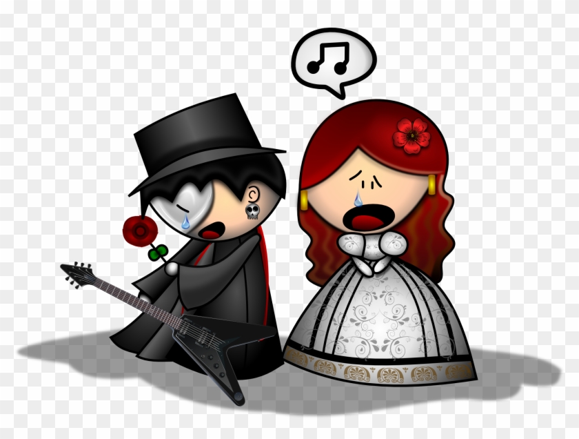Mann Frau Oper Phantom Chant E Gitarre Lie - El Fantasma De La Opera Dibujo #183627
