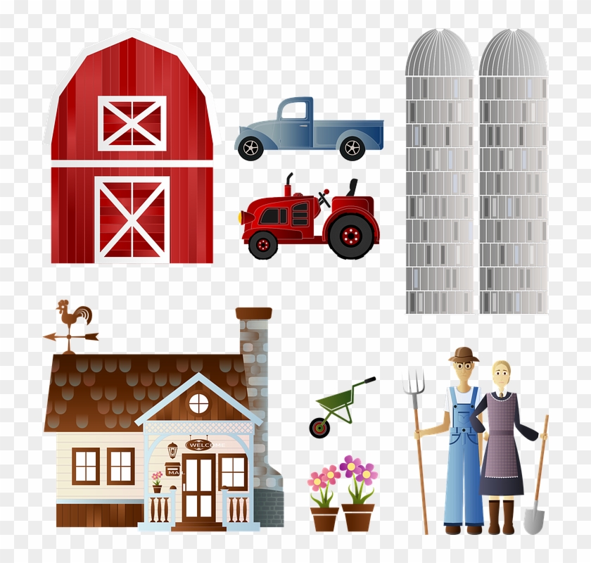 Tractor Barn, Flowers, Farm, Farmer, Pot, Silo, Spade, - We've Moved - New Address Announcement - Cozy Home #183912