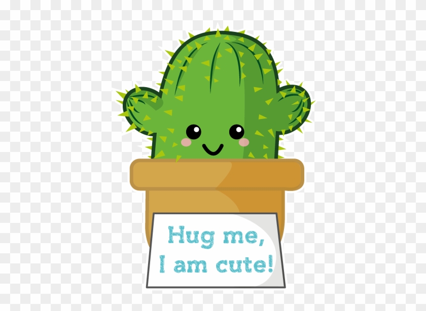 Cactus Hugging Cactus Hug Me I'm Cute Cute Cutie Chibi - Cartoon #185305