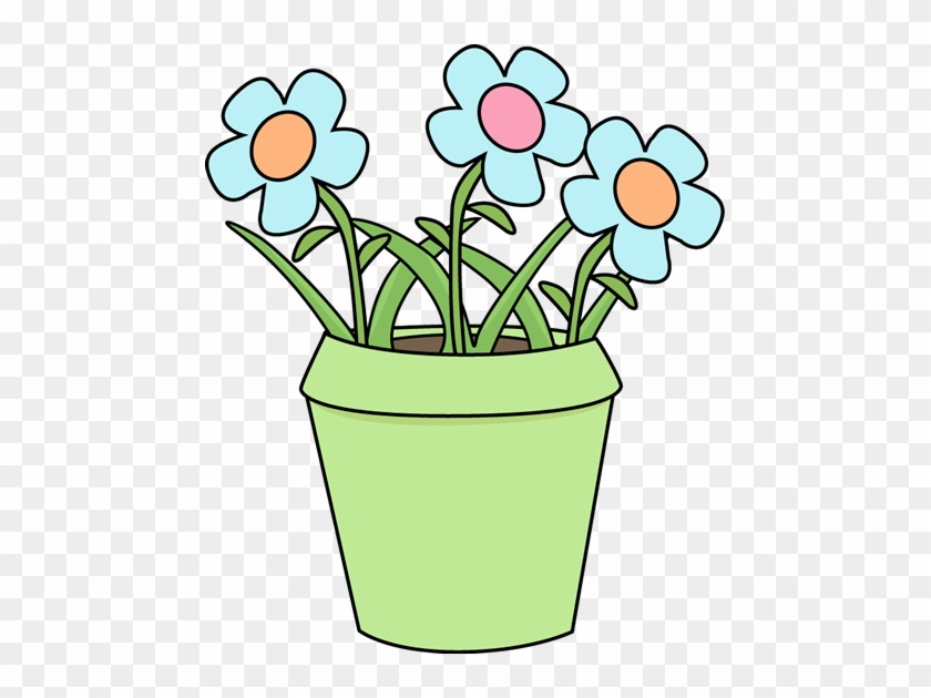 Flower Pot With Blue Flowers Clip Art - Flower Pot And Flowers #185316