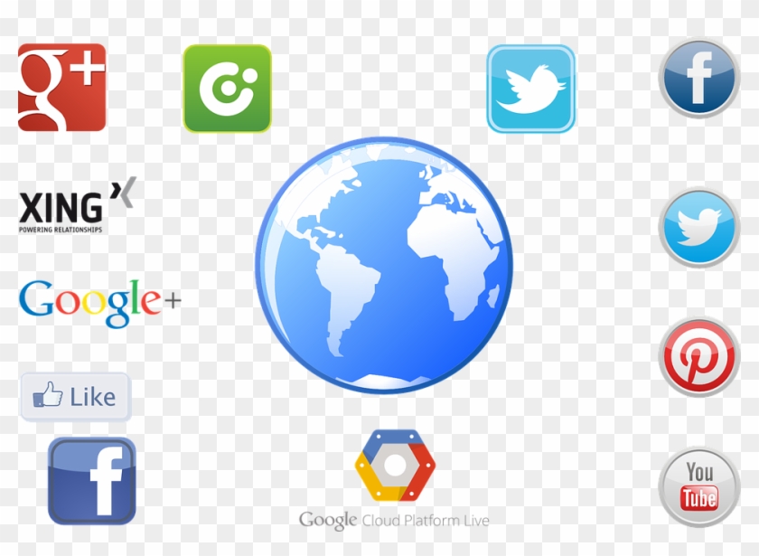 Computer Network Symbols 4, Buy Clip Art - Mundo Con Logos De Redes Sociales #1064761