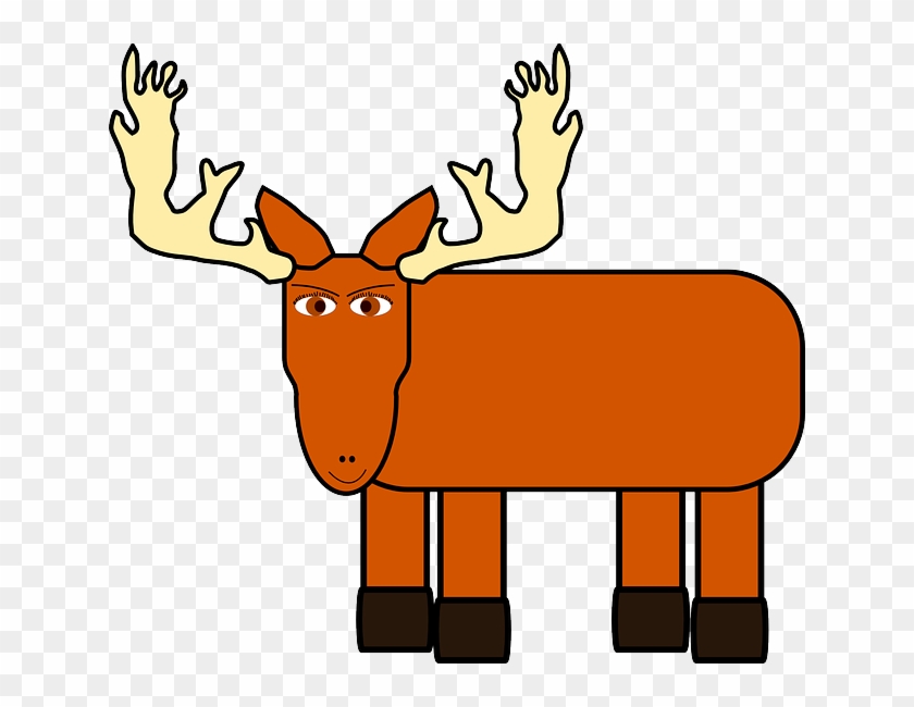 Antlers Brown, Cartoon, Moose, Animal, Staring, Antlers - Cartoon Moose Png #1069174