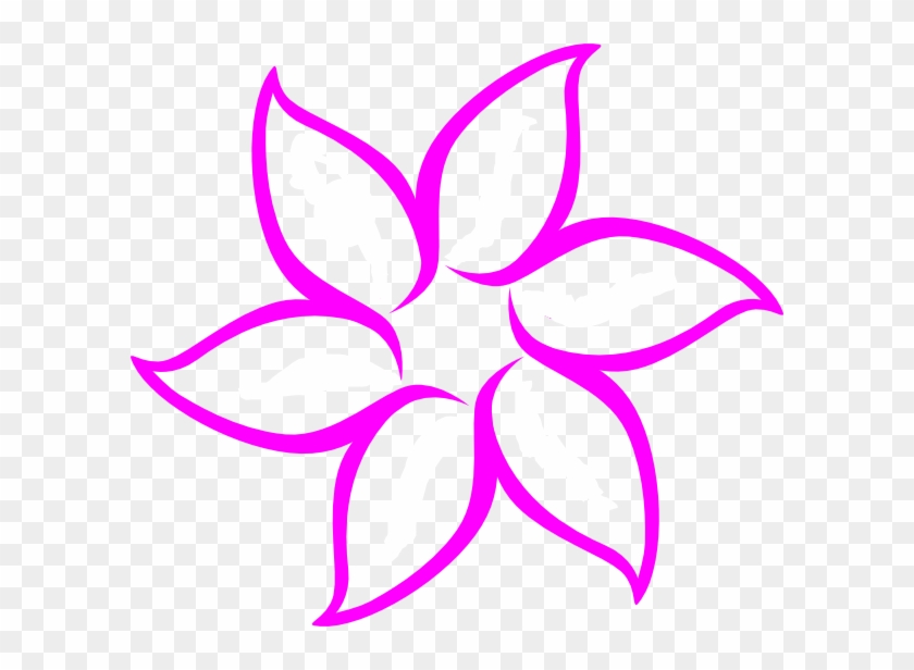 Pink Flower Outline Clip Art At Clker - Black And White Flower Design #1071148