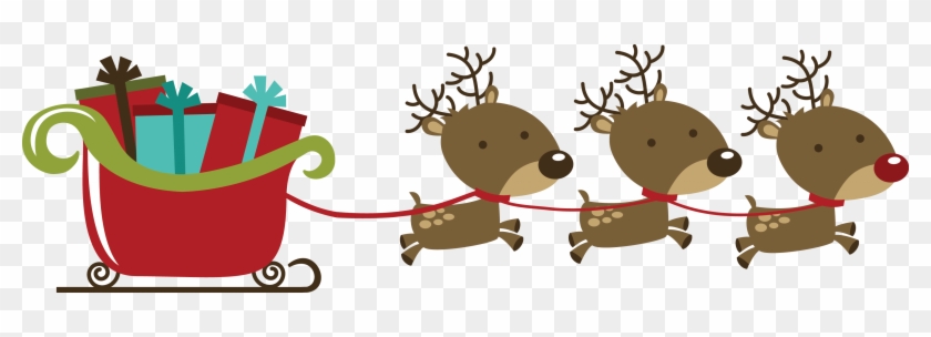 Com Holiday Christmas Santa Santa - Christmas Reindeers With Sleigh #1072004