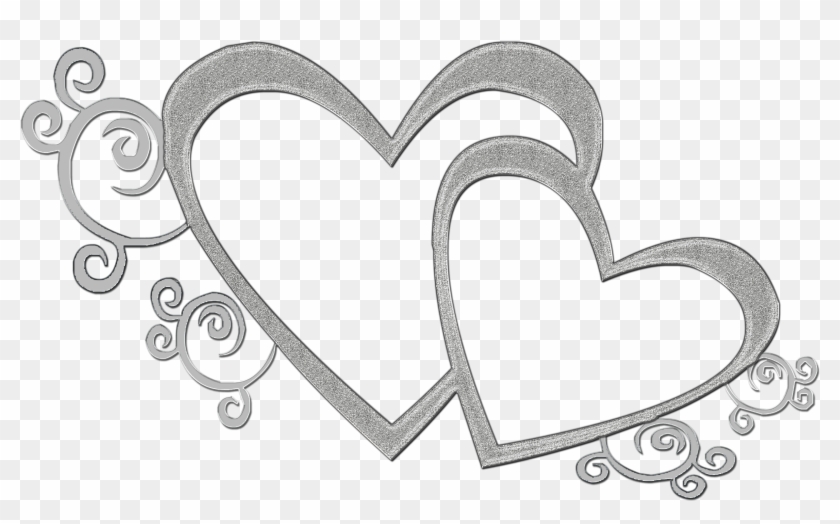 Heart Black And White Double Heart Clipart - Silver Wedding Frame Png #1073710