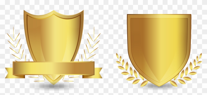 Vector Hand-painted Golden Shield - Euclidean Vector #1075651