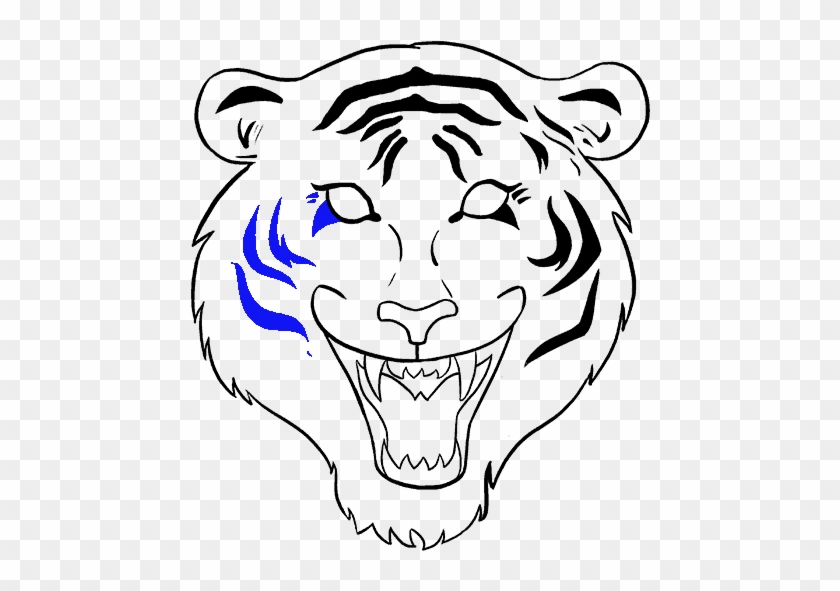 Drawn White Tiger Jungle Drawing - Draw A Tiger Face #1076006