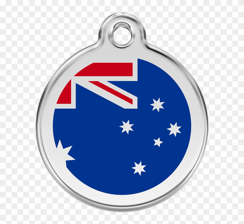 Red Dingo Australian Flag Pet Id Dog Tags In Stainless #1077238