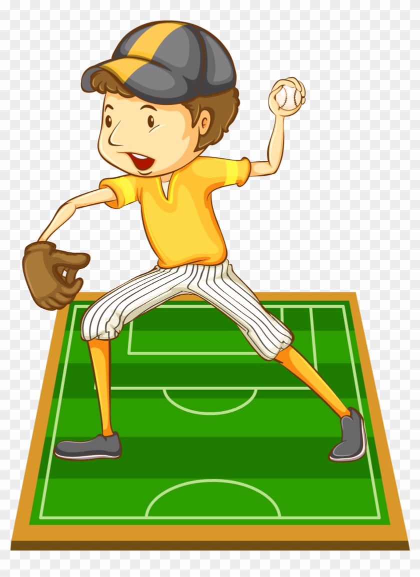 Baseball Player Drawing Illustration - 投球 卡通 #1077911