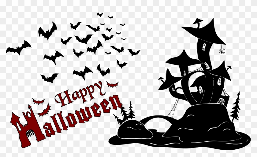 Happy Halloween Scene Silhouette Icons Png - Happy Halloween Png Text #1079770